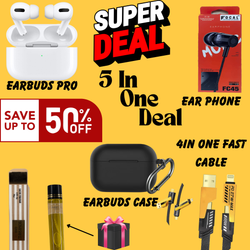 5 in 1 combo deal! 🎉 Air Pods Handset Perfume Cable & Silicon Case